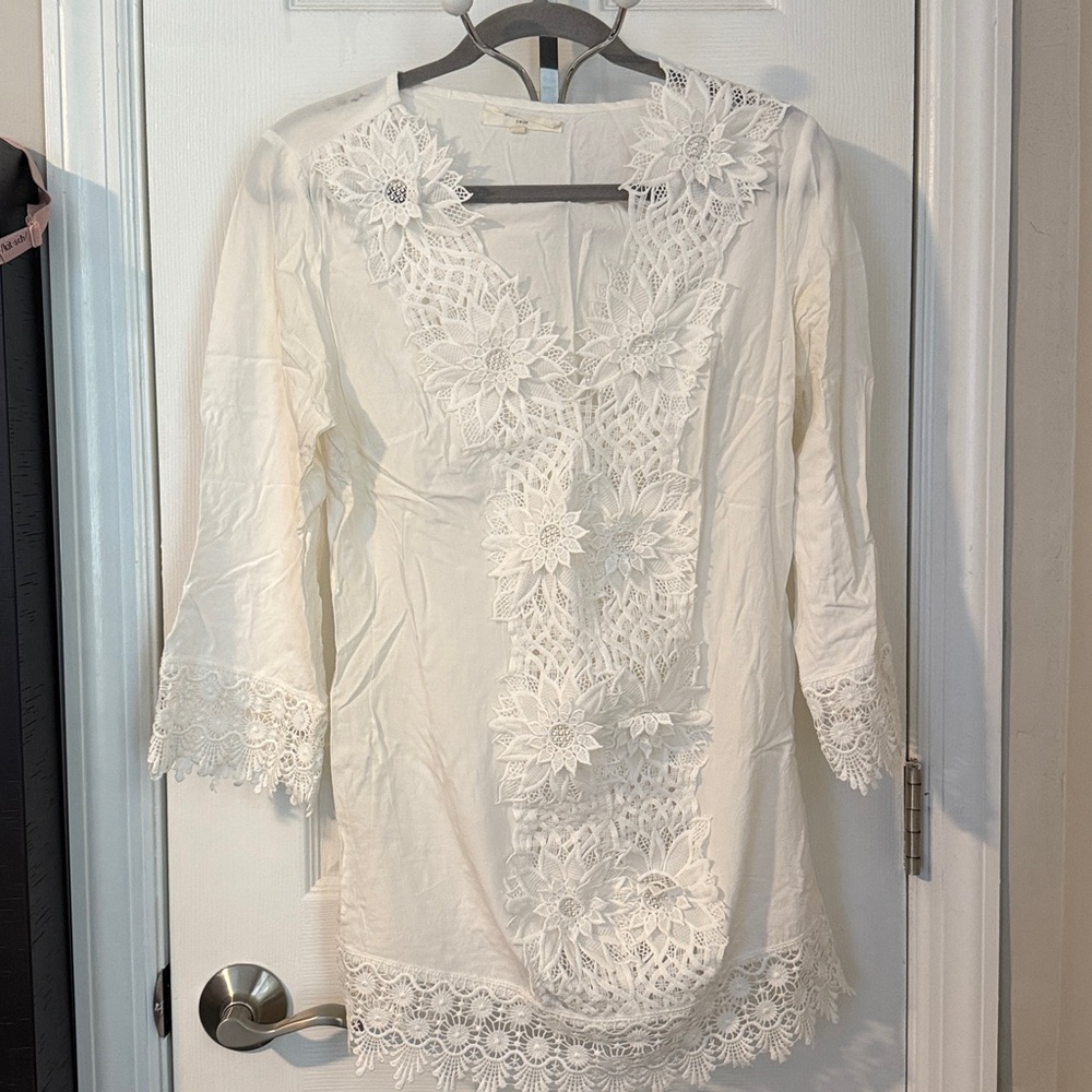 White Lace Tunic Top